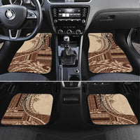 Samoa Siapo Mamanu Car Mats Plumeria Mocha Motifs LT7 Set 4pcs Mocha - Polynesian Pride