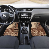 Samoa Siapo Mamanu Car Mats Plumeria Mocha Motifs LT7 Set 2pcs - Front Mocha - Polynesian Pride