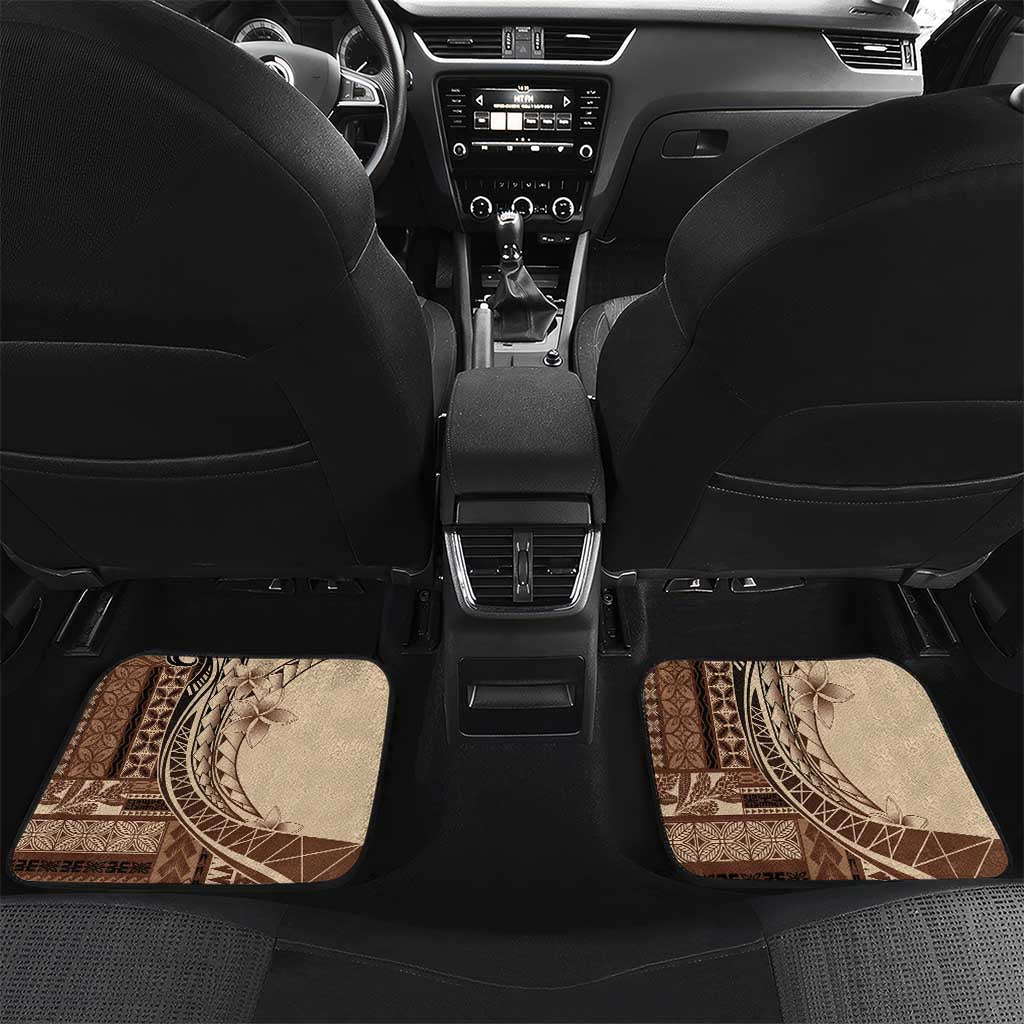 Samoa Siapo Mamanu Car Mats Plumeria Mocha Motifs LT7 Set 2pcs - Back Mocha - Polynesian Pride