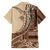 Samoa Siapo Mamanu Family Matching Off Shoulder Maxi Dress and Hawaiian Shirt Plumeria Mocha Motifs