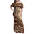 Samoa Siapo Mamanu Family Matching Off Shoulder Maxi Dress and Hawaiian Shirt Plumeria Mocha Motifs