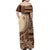 Samoa Siapo Mamanu Family Matching Off Shoulder Maxi Dress and Hawaiian Shirt Plumeria Mocha Motifs