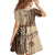 Samoa Siapo Mamanu Family Matching Off Shoulder Short Dress and Hawaiian Shirt Plumeria Mocha Motifs