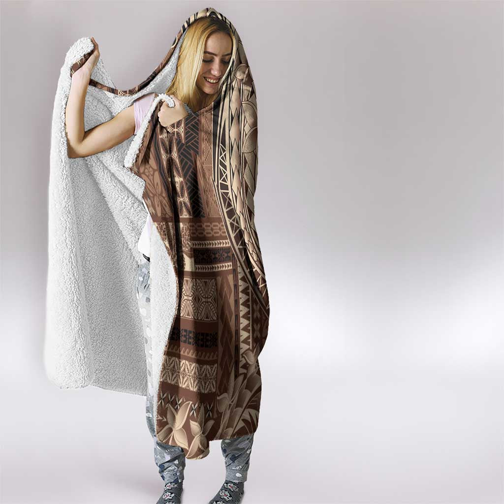 Samoa Siapo Mamanu Hooded Blanket Plumeria Mocha Motifs LT7 - Polynesian Pride