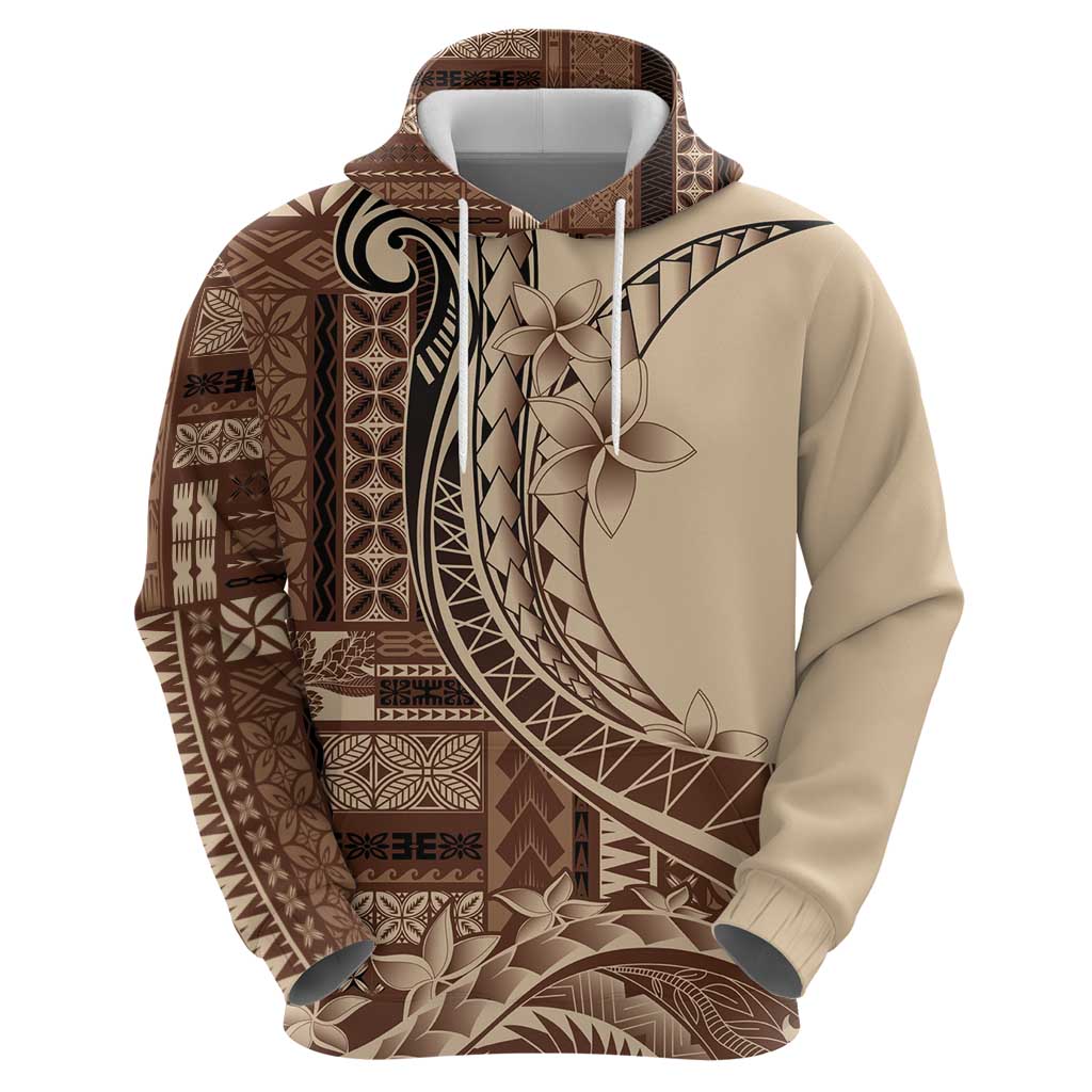 Samoa Siapo Mamanu Hoodie Plumeria Mocha Motifs