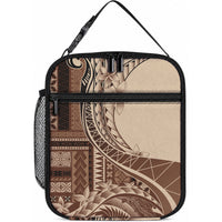 Samoa Siapo Mamanu Lunch Bag Plumeria Mocha Motifs LT7 10.2 × 8.3 × 4.3 inch Mocha - Polynesian Pride