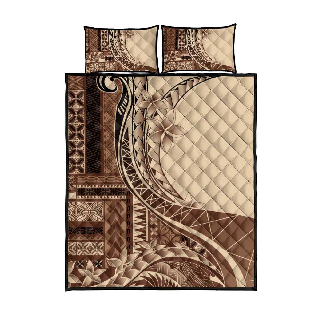 Samoa Siapo Mamanu Quilt Bed Set Plumeria Mocha Motifs LT7 - Polynesian Pride