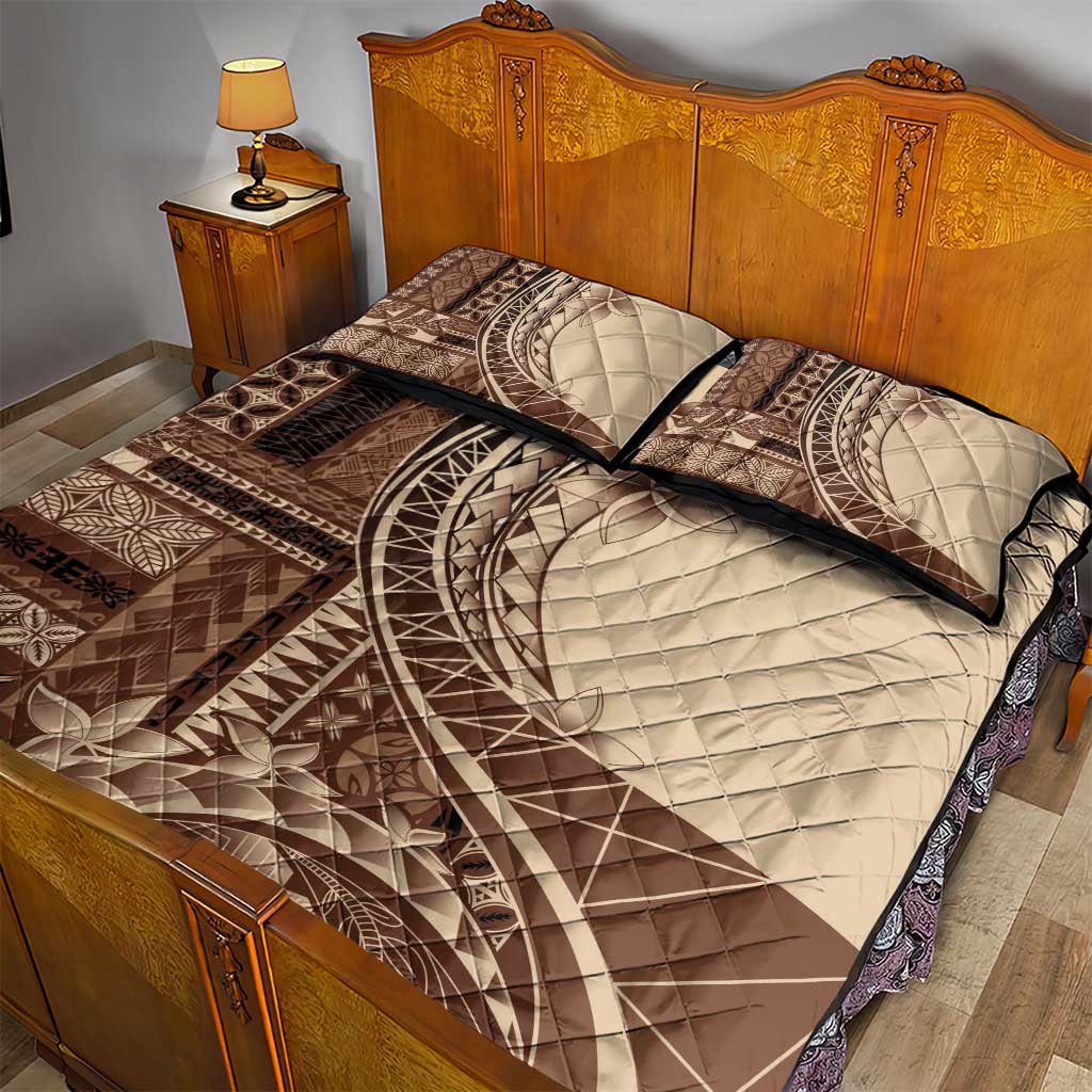 Samoa Siapo Mamanu Quilt Bed Set Plumeria Mocha Motifs LT7 - Polynesian Pride