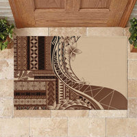 Samoa Siapo Mamanu Rubber Doormat Plumeria Mocha Motifs LT7 Mocha - Polynesian Pride