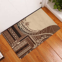 Samoa Siapo Mamanu Rubber Doormat Plumeria Mocha Motifs LT7 - Polynesian Pride