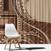 Samoa Siapo Mamanu Window Curtain Plumeria Mocha Motifs LT7 - Polynesian Pride