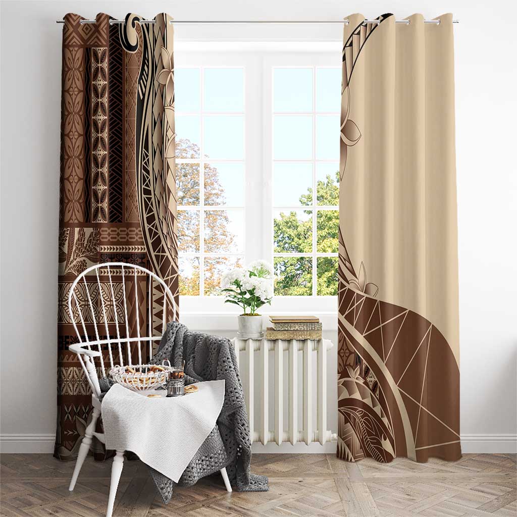 Samoa Siapo Mamanu Window Curtain Plumeria Mocha Motifs LT7 - Polynesian Pride