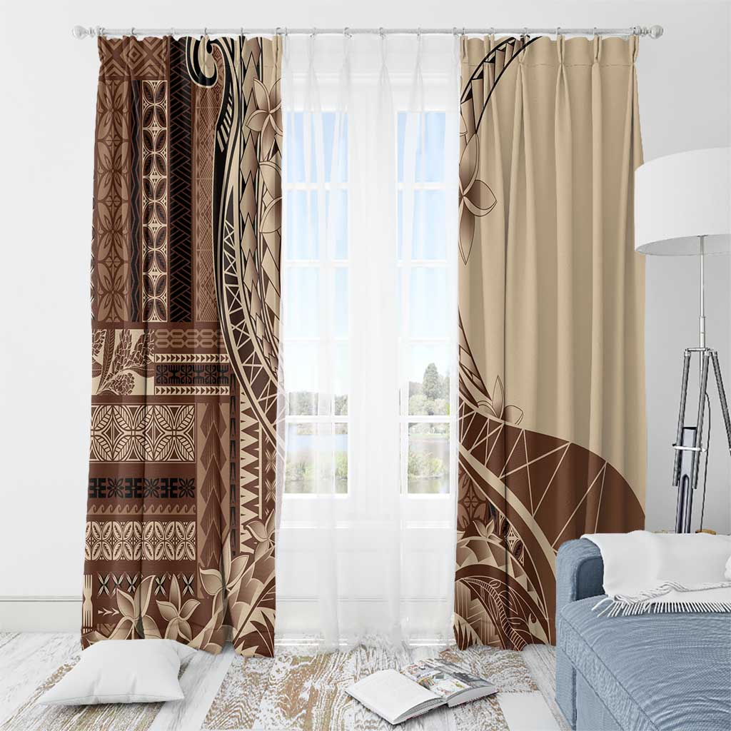 Samoa Siapo Mamanu Window Curtain Plumeria Mocha Motifs LT7 - Polynesian Pride