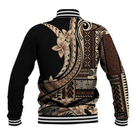 Samoa Siapo Mamanu Baseball Jacket Plumeria Black Motifs LT7 - Polynesian Pride