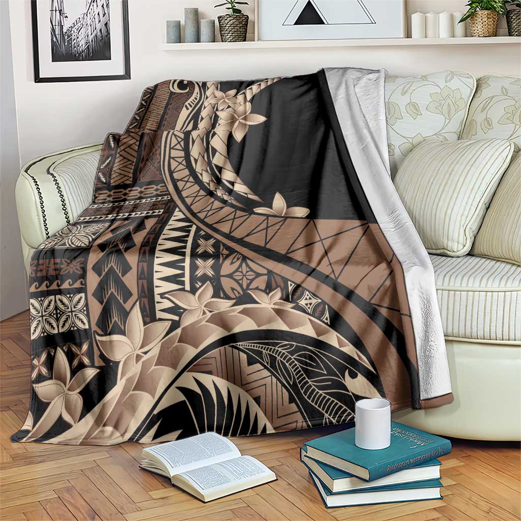 Samoa Siapo Mamanu Blanket Plumeria Black Motifs LT7 Black - Polynesian Pride