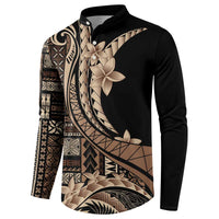Samoa Siapo Mamanu Button Sweatshirt Plumeria Black Motifs LT7 - Polynesian Pride