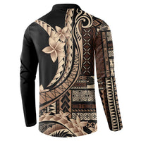 Samoa Siapo Mamanu Button Sweatshirt Plumeria Black Motifs LT7 - Polynesian Pride