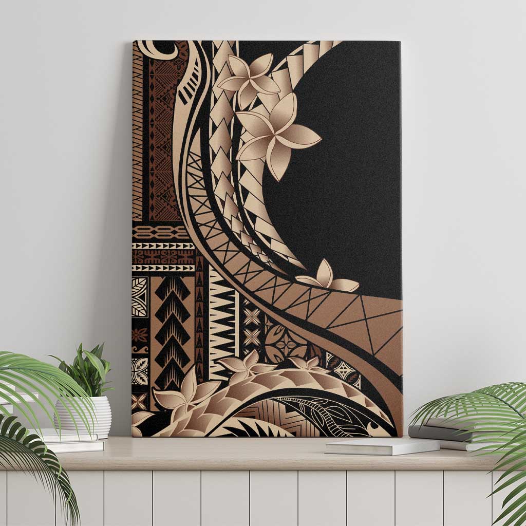 Samoa Siapo Mamanu Canvas Wall Art Plumeria Black Motifs LT7 - Polynesian Pride