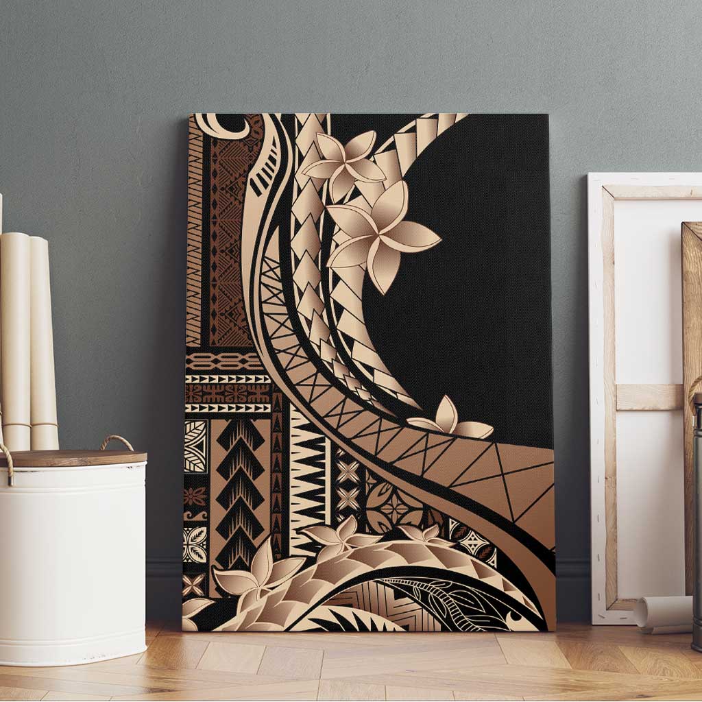 Samoa Siapo Mamanu Canvas Wall Art Plumeria Black Motifs LT7 - Polynesian Pride
