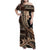 Samoa Siapo Mamanu Family Matching Off Shoulder Maxi Dress and Hawaiian Shirt Plumeria Black Motifs