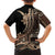 Samoa Siapo Mamanu Family Matching Off Shoulder Short Dress and Hawaiian Shirt Plumeria Black Motifs