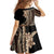 Samoa Siapo Mamanu Family Matching Off Shoulder Short Dress and Hawaiian Shirt Plumeria Black Motifs