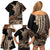 Samoa Siapo Mamanu Family Matching Off Shoulder Short Dress and Hawaiian Shirt Plumeria Black Motifs