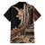 Samoa Siapo Mamanu Family Matching Off Shoulder Short Dress and Hawaiian Shirt Plumeria Black Motifs