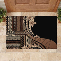 Samoa Siapo Mamanu Rubber Doormat Plumeria Black Motifs LT7 Black - Polynesian Pride