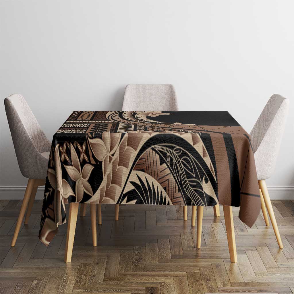 Samoa Siapo Mamanu Tablecloth Plumeria Black Motifs LT7 - Polynesian Pride