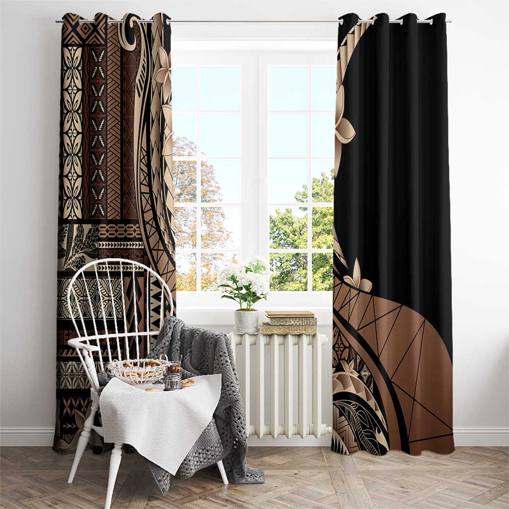 Samoa Siapo Mamanu Window Curtain Plumeria Black Motifs LT7 - Polynesian Pride