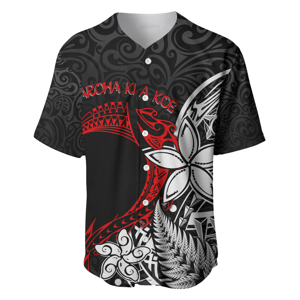 Valentine New Zealand Baseball Jersey Aotearoa Couple Maori Aroha Ki a Koe LT7 Black - Polynesian Pride