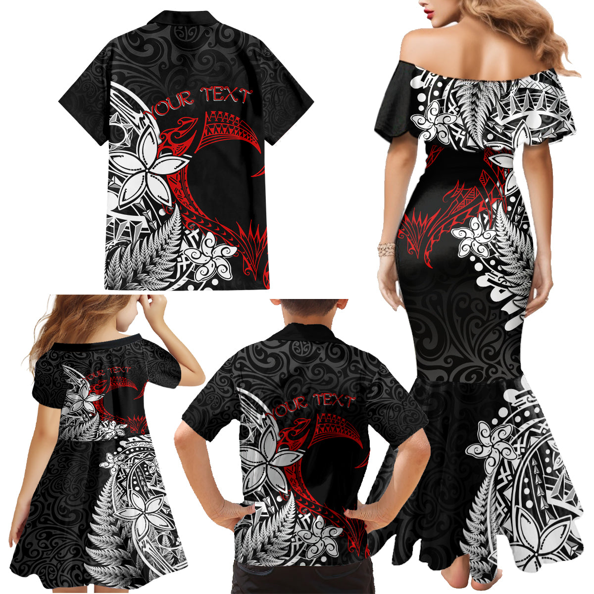 Valentine New Zealand Family Matching Mermaid Dress and Hawaiian Shirt Aotearoa Couple Maori Aroha Ki a Koe LT7 - Polynesian Pride
