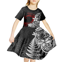 Valentine New Zealand Kid Short Sleeve Dress Aotearoa Couple Maori Aroha Ki a Koe LT7 - Polynesian Pride