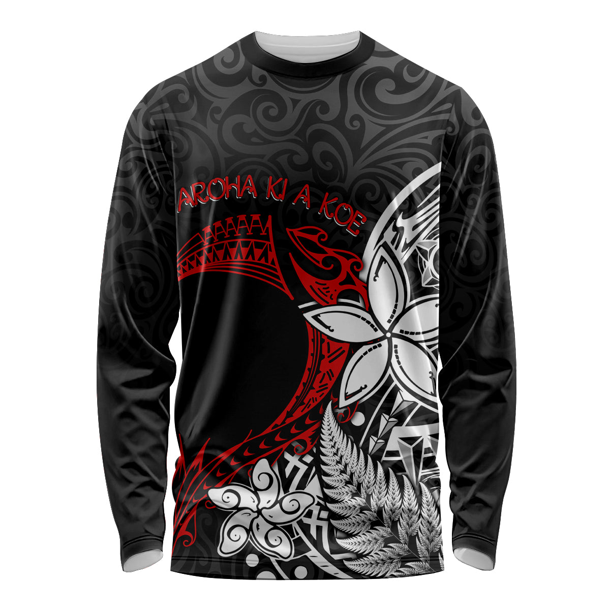 Valentine New Zealand Long Sleeve Shirt Aotearoa Couple Maori Aroha Ki a Koe LT7 Unisex Black - Polynesian Pride