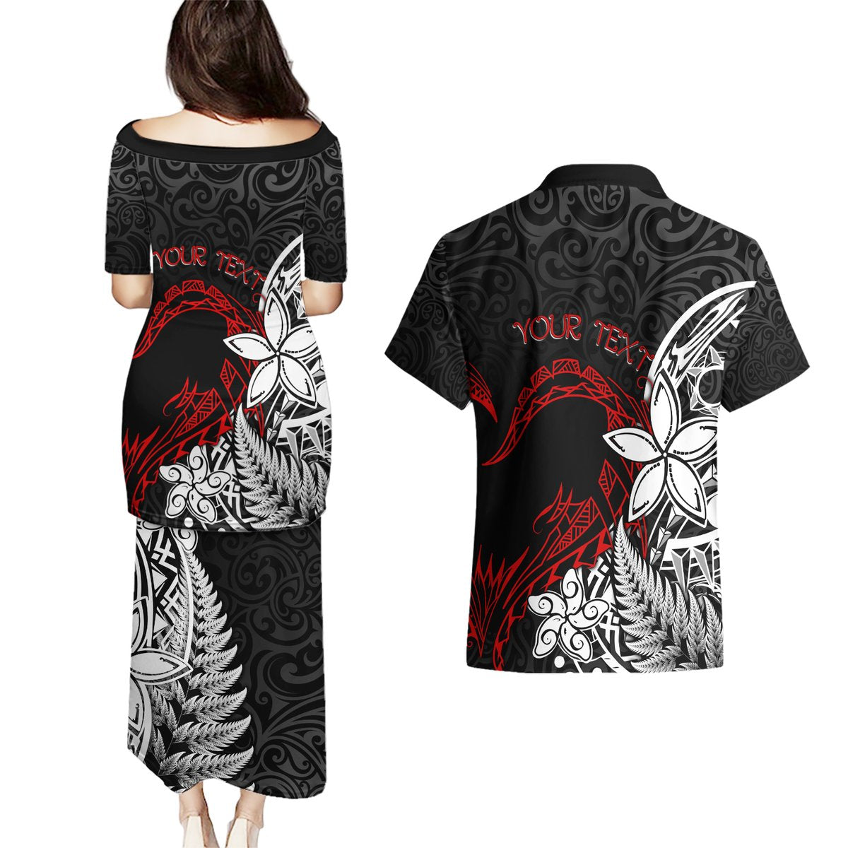 New Zealand Aotearoa Valentine Couples Matching Puletasi and Hawaiian Shirt Couple Maori Aroha Ki a Koe Ver.02 LT7 - Polynesian Pride