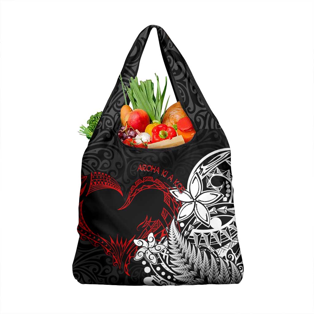 New Zealand Aotearoa Valentine Grocery Bag Couple Maori Aroha Ki a Koe Ver.02