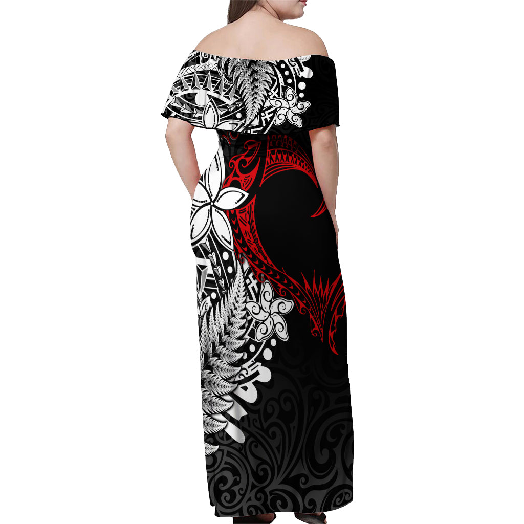 New Zealand Aotearoa Valentine Off Shoulder Maxi Dress Couple Maori Aroha Ki a Koe Ver.02 LT7 - Polynesian Pride