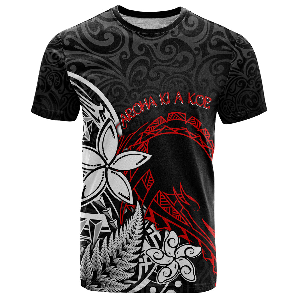 New Zealand Aotearoa Valentine T Shirt Couple Maori Aroha Ki a Koe Ver.02 LT7 Black - Polynesian Pride