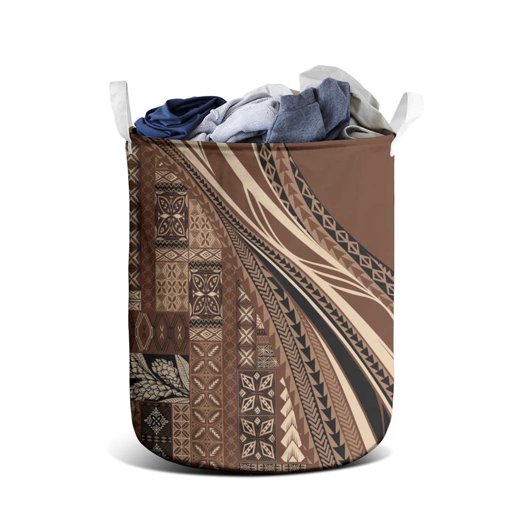Pasifika Women's Day - Samoa Siapo Malu Tattoo Inspired Laundry Basket Brown LT7 - Polynesian Pride