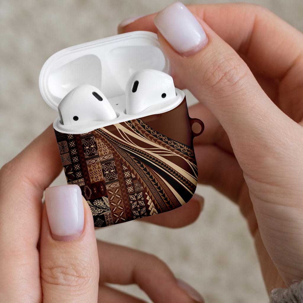 Pasifika Women's Day - Samoa Siapo Malu Tattoo Inspired AirPods Case Brown LT7 - Polynesian Pride