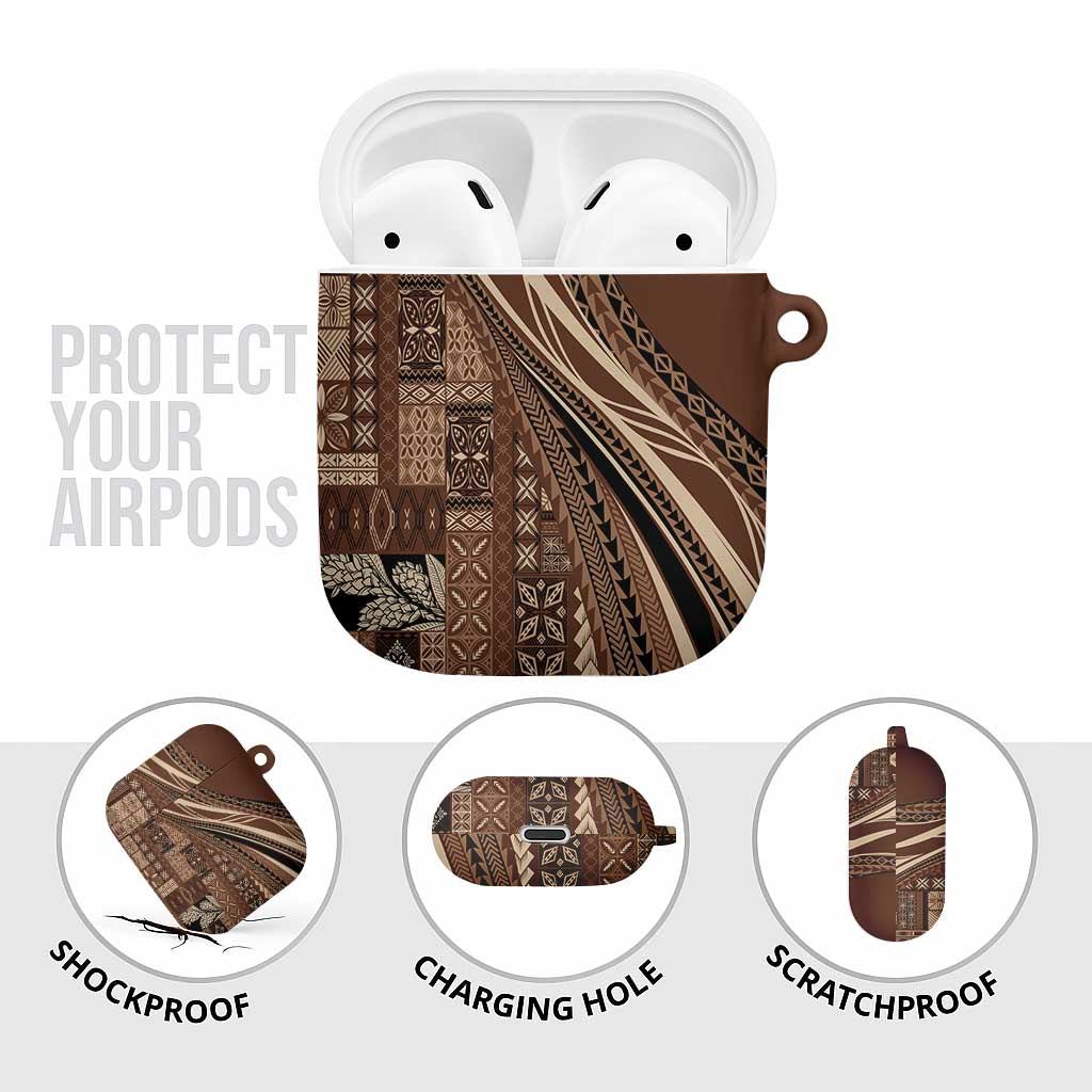 Pasifika Women's Day - Samoa Siapo Malu Tattoo Inspired AirPods Case Brown LT7 - Polynesian Pride