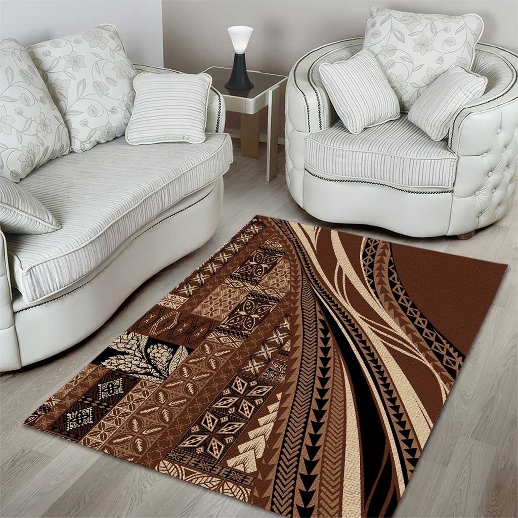 Pasifika Women's Day - Samoa Siapo Malu Tattoo Inspired Area Rug Brown