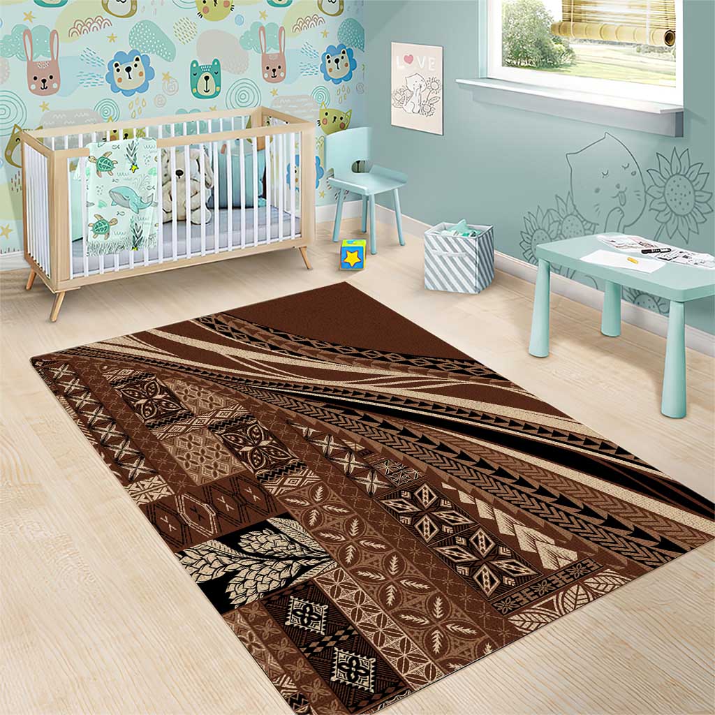 Pasifika Women's Day - Samoa Siapo Malu Tattoo Inspired Area Rug Brown