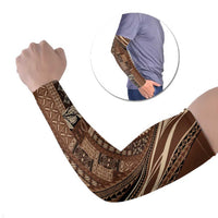 Pasifika Women's Day - Samoa Siapo Malu Tattoo Inspired Arm Sleeves Brown LT7 Set of 2 Brown - Polynesian Pride