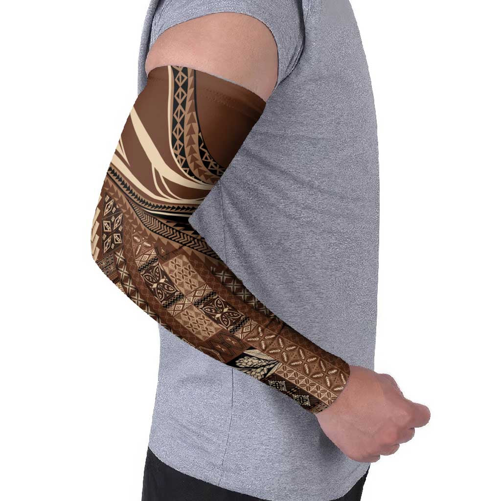 Pasifika Women's Day - Samoa Siapo Malu Tattoo Inspired Arm Sleeves Brown LT7 - Polynesian Pride