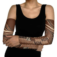 Pasifika Women's Day - Samoa Siapo Malu Tattoo Inspired Arm Sleeves Brown LT7 - Polynesian Pride