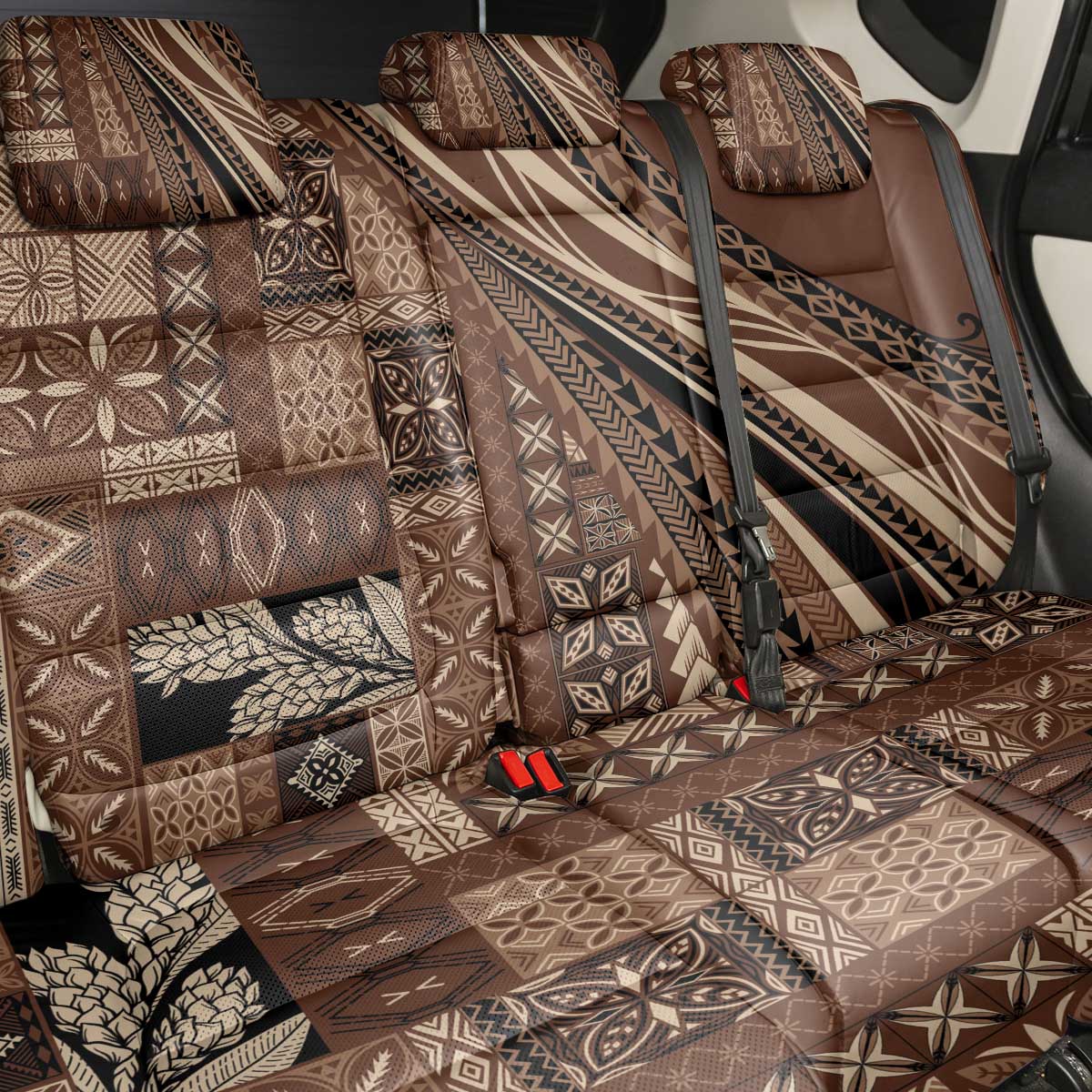 Pasifika Women's Day - Samoa Siapo Malu Tattoo Inspired Back Car Seat Cover Brown LT7 - Polynesian Pride