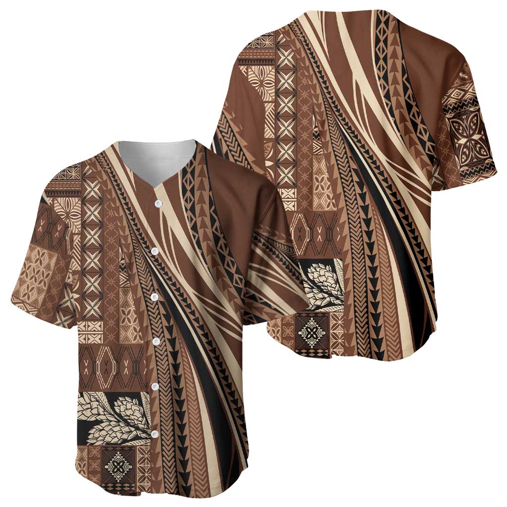 Pasifika Women's Day - Samoa Siapo Malu Tattoo Inspired Baseball Jersey Brown LT7 - Polynesian Pride