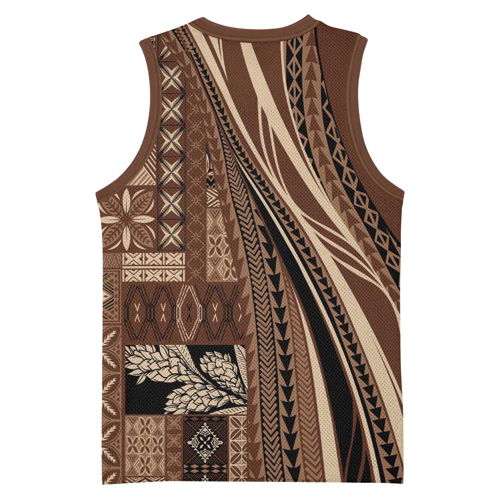 Pasifika Women's Day - Samoa Siapo Malu Tattoo Inspired Basketball Jersey Brown LT7 - Polynesian Pride